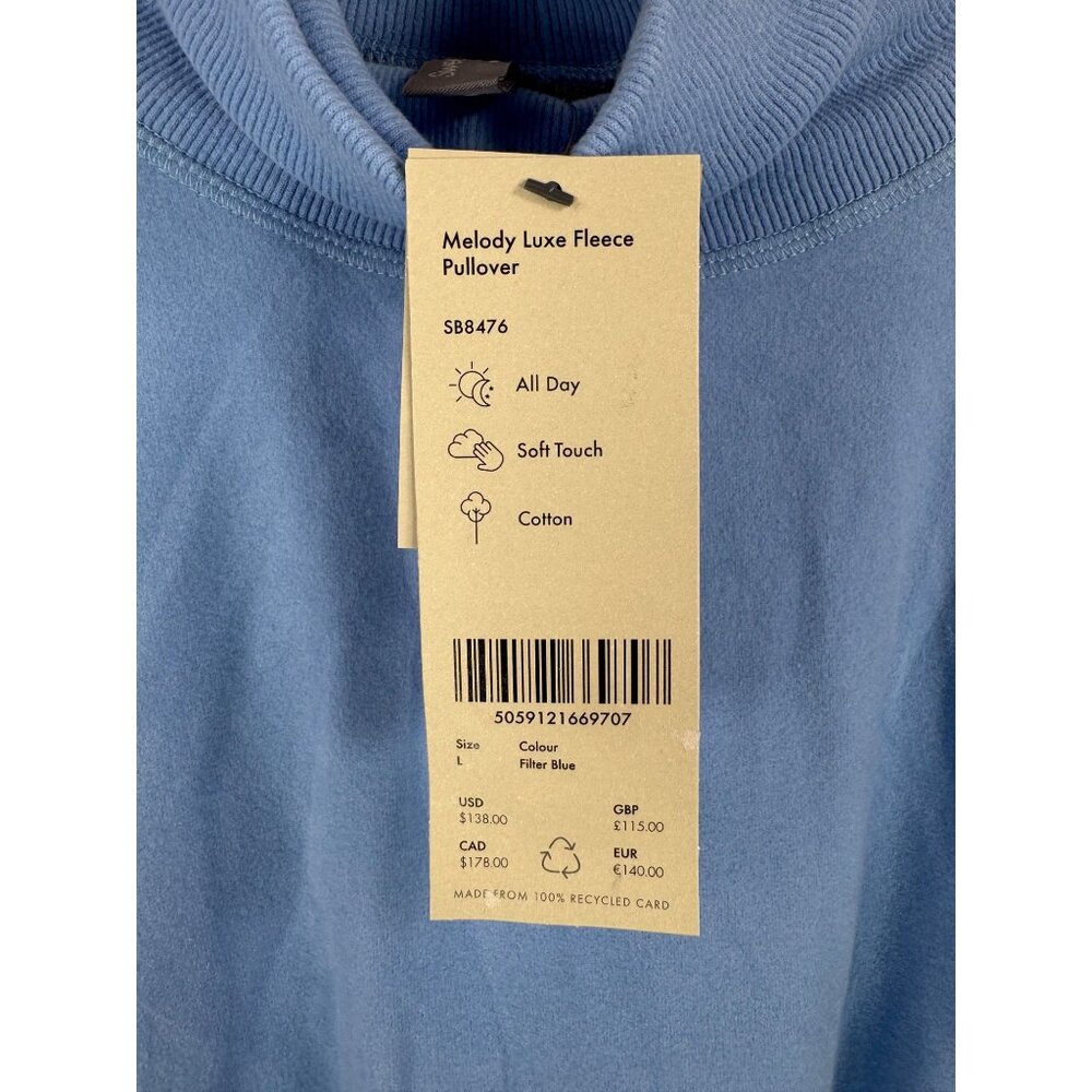 sweaty Betty Melody Luxe Fleece Pullover filter blue sz L athleisure - Picture 5 of 9